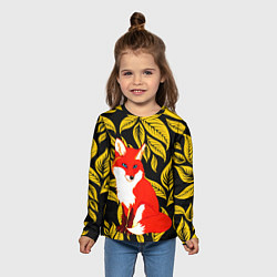 Лонгслив детский Лиса на фоне жёлтых листьев, цвет: 3D-принт — фото 2