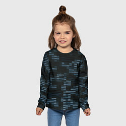 Лонгслив детский Чёрные и синие блоки во тьме, цвет: 3D-принт — фото 2