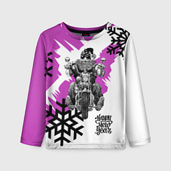 Лонгслив детский New Year: Santa Biker, цвет: 3D-принт