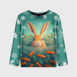 Лонгслив детский Кролик в море моркови, цвет: 3D-принт