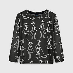 Лонгслив детский Черно-белые люди, цвет: 3D-принт