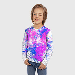 Лонгслив детский Разбрызганная фиолетовая краска - светлый фон, цвет: 3D-принт — фото 2