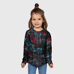 Лонгслив детский Абстракт красного, голубого и чёного, цвет: 3D-принт — фото 2