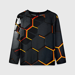 Лонгслив детский Плиты стиль соты киберпанк, цвет: 3D-принт