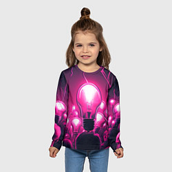 Лонгслив детский Абстрактные идеи в виде лампочек у людей в неоново, цвет: 3D-принт — фото 2