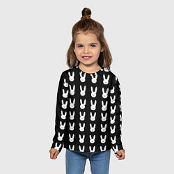 Лонгслив детский Bunny pattern black, цвет: 3D-принт — фото 2
