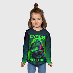 Лонгслив детский Кибер воин в стиле киберпанк, цвет: 3D-принт — фото 2