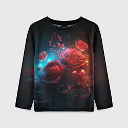 Лонгслив детский Алые розы в ночном лесу, цвет: 3D-принт
