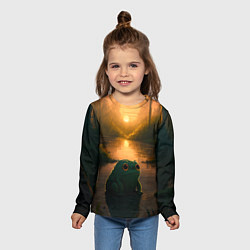 Лонгслив детский Лягушонок Пепе у себя дома, цвет: 3D-принт — фото 2