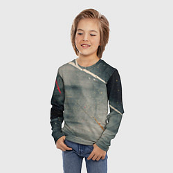Лонгслив детский Серый туман и красные, оранжевые, белые мазки крас, цвет: 3D-принт — фото 2