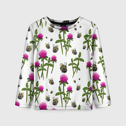 Лонгслив детский Клевер и пчёлки - паттерн, цвет: 3D-принт