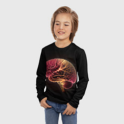 Лонгслив детский Нейронный неоновый мозг, цвет: 3D-принт — фото 2