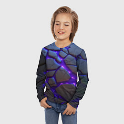 Лонгслив детский Неоновые трещины - яркая лава, цвет: 3D-принт — фото 2