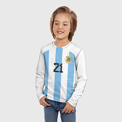 Лонгслив детский Дибала форма сборной Аргентины домашняя, цвет: 3D-принт — фото 2