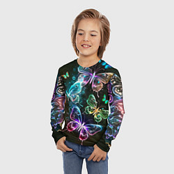Лонгслив детский Неоновые дикие бабочки, цвет: 3D-принт — фото 2