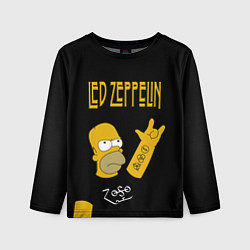 Лонгслив детский Led Zeppelin Гомер Симпсон рокер, цвет: 3D-принт