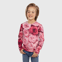 Лонгслив детский Чайная пыльная роза - нежно розовый цветок, цвет: 3D-принт — фото 2