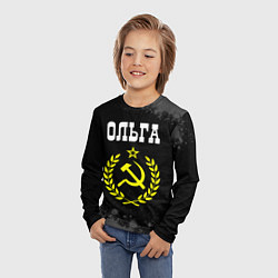 Лонгслив детский Ольга и желтый символ СССР со звездой, цвет: 3D-принт — фото 2