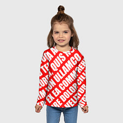 Лонгслив детский Крупный рубленый текст Lorem Ipsum каллиграфия на, цвет: 3D-принт — фото 2