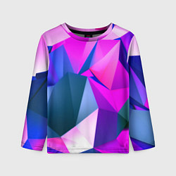 Лонгслив детский Neon blue polygons, цвет: 3D-принт