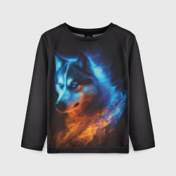 Лонгслив детский Водно-огненная стихия волка, цвет: 3D-принт
