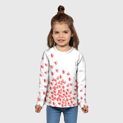 Лонгслив детский Падающие сердечки, цвет: 3D-принт — фото 2