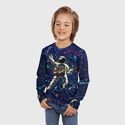 Лонгслив детский Космонавт играет на гитаре, цвет: 3D-принт — фото 2