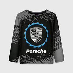 Лонгслив детский Porsche в стиле Top Gear со следами шин на фоне, цвет: 3D-принт