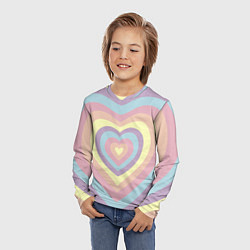 Лонгслив детский Сердца пастельные оттенки, цвет: 3D-принт — фото 2