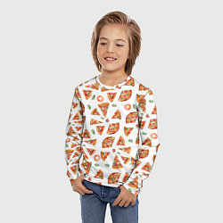 Лонгслив детский Кусочки пиццы - паттерн на белом, цвет: 3D-принт — фото 2