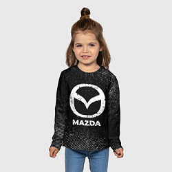 Лонгслив детский Mazda с потертостями на темном фоне, цвет: 3D-принт — фото 2