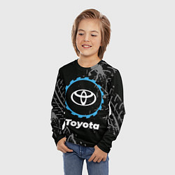 Лонгслив детский Toyota в стиле Top Gear со следами шин на фоне, цвет: 3D-принт — фото 2
