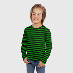 Лонгслив детский Черно-зеленые полосы, цвет: 3D-принт — фото 2