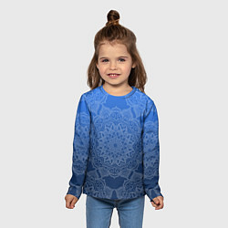 Лонгслив детский Мандала на градиенте синего цвета, цвет: 3D-принт — фото 2