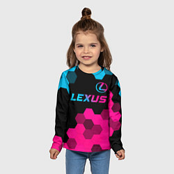 Лонгслив детский Lexus - neon gradient: символ сверху, цвет: 3D-принт — фото 2