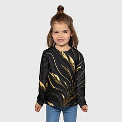 Лонгслив детский Золотой орнамент на черном, цвет: 3D-принт — фото 2