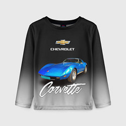 Лонгслив детский Синий Chevrolet Corvette 70-х годов, цвет: 3D-принт