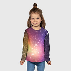 Лонгслив детский Желто фиолетовое свечение и звезды, цвет: 3D-принт — фото 2