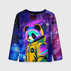 Лонгслив детский Панда-космонавт в космосе - неон, цвет: 3D-принт
