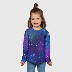 Лонгслив детский Фиолетовая розовая звездная туманность в космосе, цвет: 3D-принт — фото 2