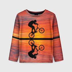 Лонгслив детский Велосипедист в отражении, цвет: 3D-принт