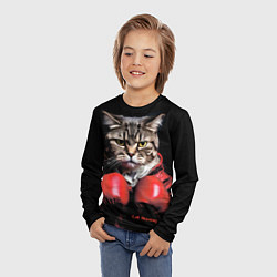 Лонгслив детский Cat boxing, цвет: 3D-принт — фото 2