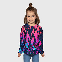 Лонгслив детский Розово-голубые соты и разломы, цвет: 3D-принт — фото 2