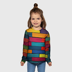 Лонгслив детский Цветные кирпичики, цвет: 3D-принт — фото 2