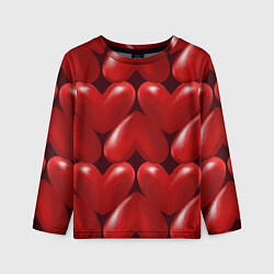 Лонгслив детский Red hearts, цвет: 3D-принт