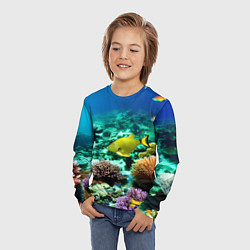 Лонгслив детский Рыбы на дне моря, цвет: 3D-принт — фото 2