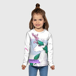 Лонгслив детский Весенний единорог с цветущей сакурой арт, цвет: 3D-принт — фото 2