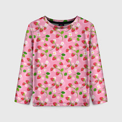 Детский лонгслив Паттерн земляника и цветы