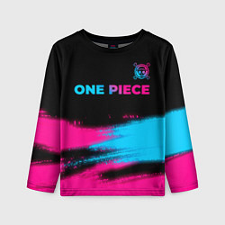 Лонгслив детский One Piece - neon gradient: символ сверху, цвет: 3D-принт
