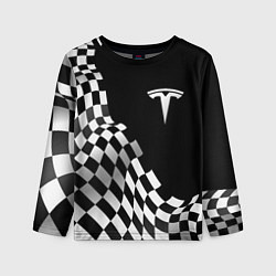 Детский лонгслив Tesla racing flag